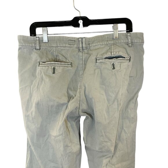 Pilcro and the Letterpress Pants 29 Green Hyphen Patched Straight Leg Raw Hem - Picture 5 of 7